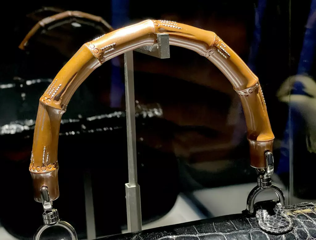 Collaboration between Gucci Bamboo crocodile bag and Katsumori Morihito's inlay
