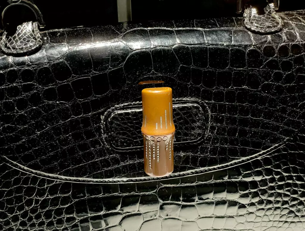 Collaboration between Gucci Bamboo crocodile bag and Katsumori Morihito's inlay