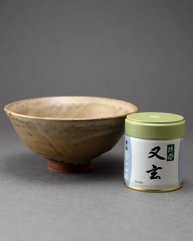 Gray Glazed Tea Bowl and Marukyu Koyamaen "Yugen"