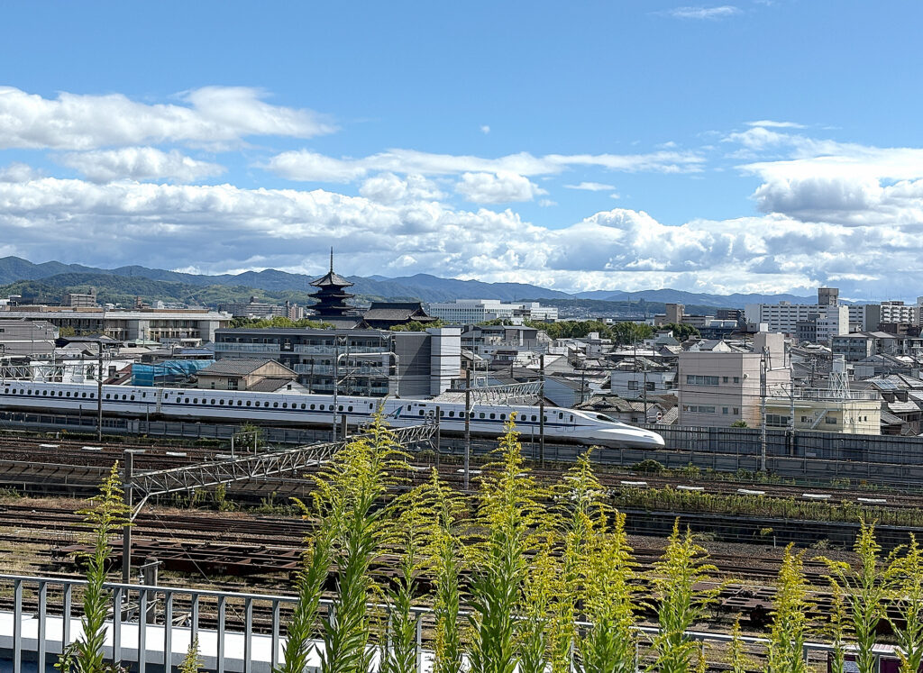 The Shinkansen and the Five-Storied Pagoda of Toji Temple