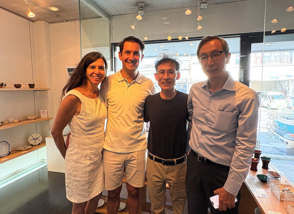 Ryozo Shibata with Haitham and Aira Ghattas at our Kyoto gallery store — a reunion that had been, in many ways, building for decades.
